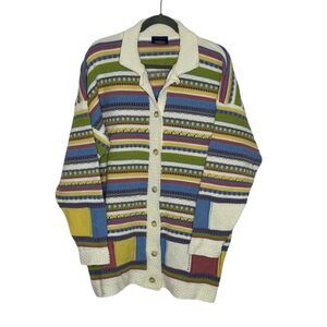 The Sweater Shop United Kingdom Cardigan Size L Multicolor Pastels Oversized 90s